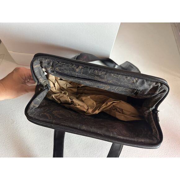 Samsonite Travel Bag Black Leather Long Shoulder Strap Front Turn Lock Pocket - Picture 8 of 9